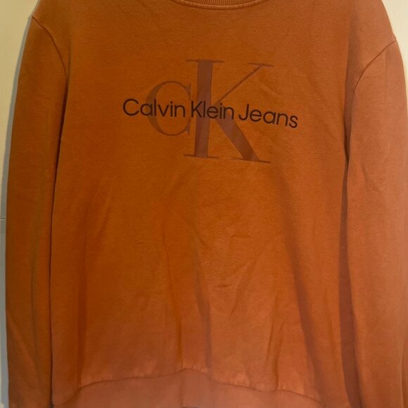 Calvin Klein Sweatshirt L Auburn Pullover Logo Crewneck Casual Streetwear Clean - Picture 4 of 4